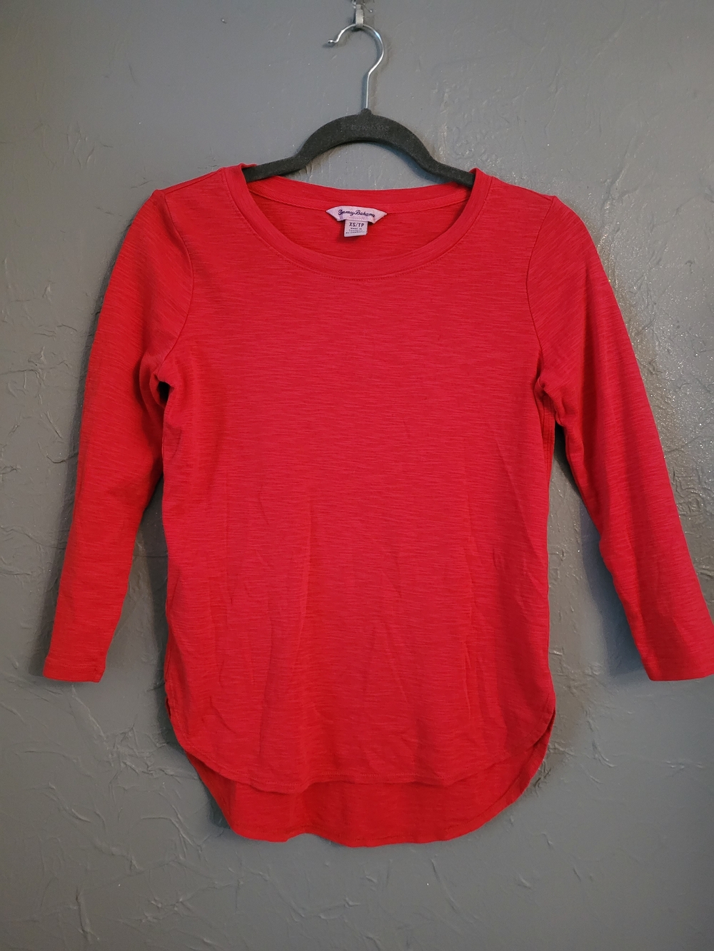 Tommy Bahama Red Ribbed Scoop Neck Top Cotton XS